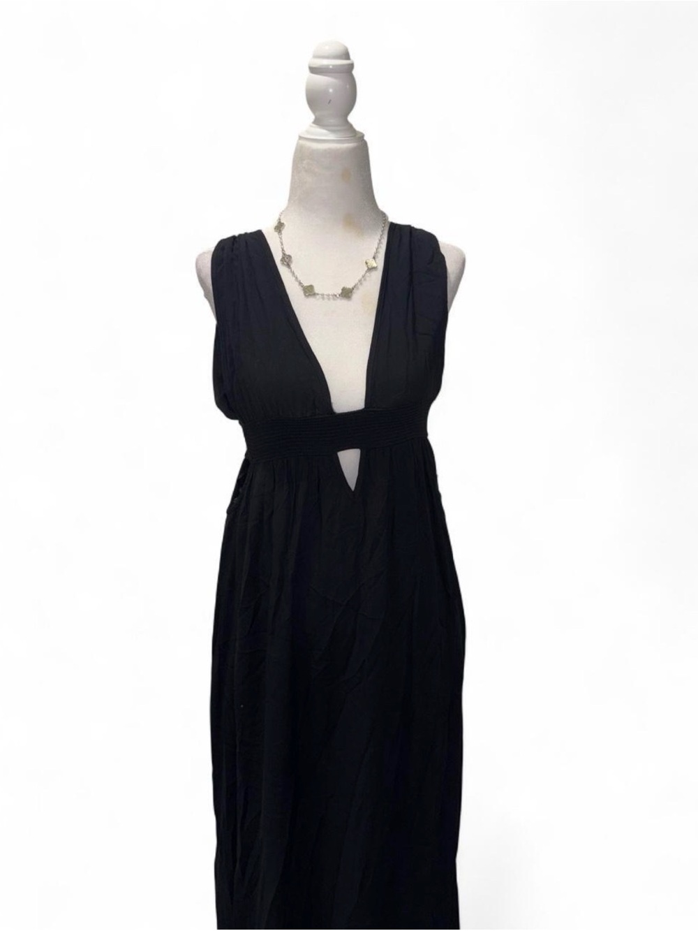 Cotton Candy Black Sleeveless V-Neck Maxi Dress